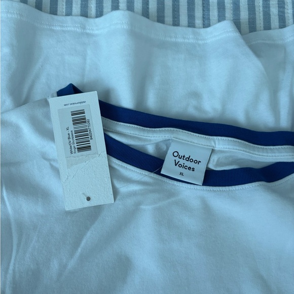 Outdoor Voices White Tee with Blue Trim - Picture 3 of 3